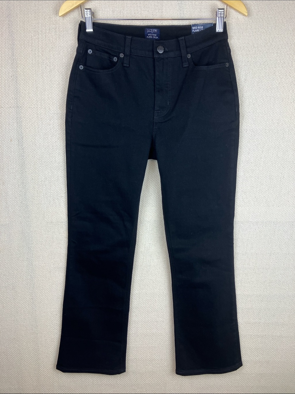 J Crew Flare Crop Black Jean in All-Day Stretch NWT